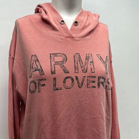 Sundry Army Of Lovers Hoodie Hooded Sweatshirt Pink Oversized Size 2 Medium - Picture 2 of 10